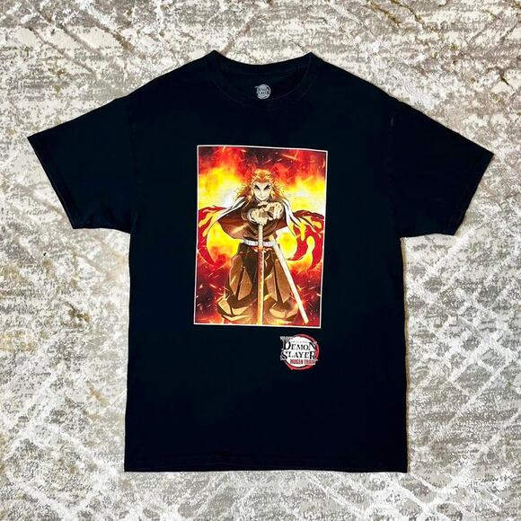 Demon Slayer Mugen Train Rengoku Flame Graphic Tee – 100% Cotton Size M - Picture 1 of 6